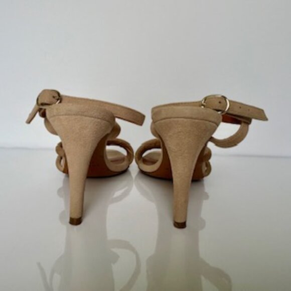 SEZANE High Lison Sandals Blush Suede w/ Gold Details FR39 - Picture 5 of 13